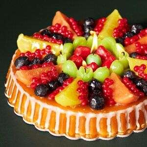 Anthropologie Italian Fruit-Topped Cake Flan Dessert-Shaped Wax Candle